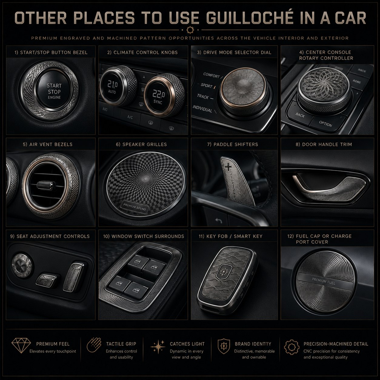Automotive application concepts using Guilloché machining